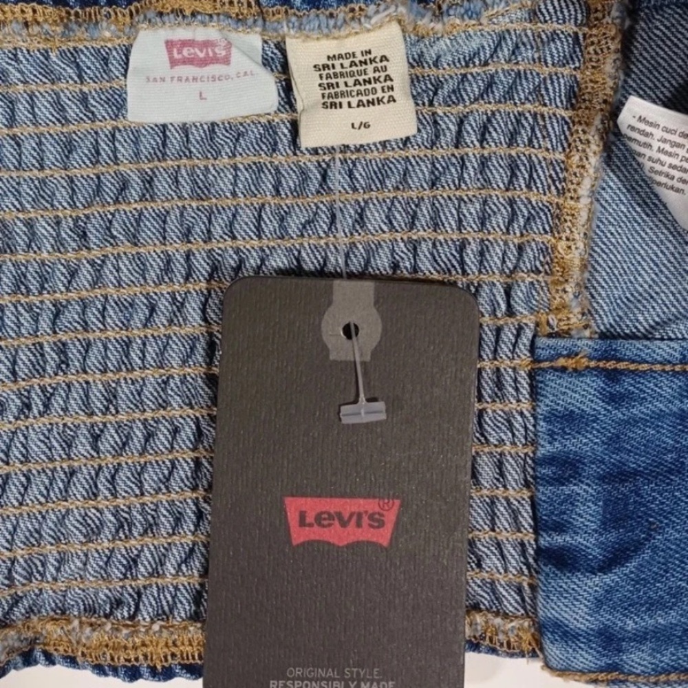 Levi's DAISY Denim JEAN Cowgirl Crop Top HALTER Stretch S110786 SIZE Large NWT - Picture 12 of 13